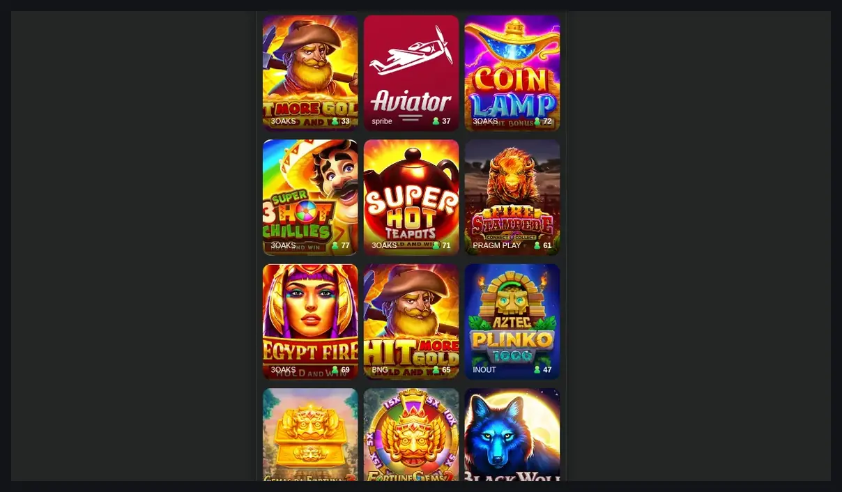 Bee77777 casino games lobby, 3×4 grid of slot game cards with titles and RTP percentages, 26.10.2026